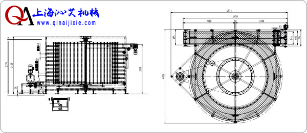 螺旋式網帶輸送機示意圖 螺旋式網帶輸送機示意圖
