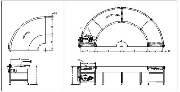 轉彎式皮帶輸送機示意圖紙 轉彎式皮帶輸送機示意圖紙